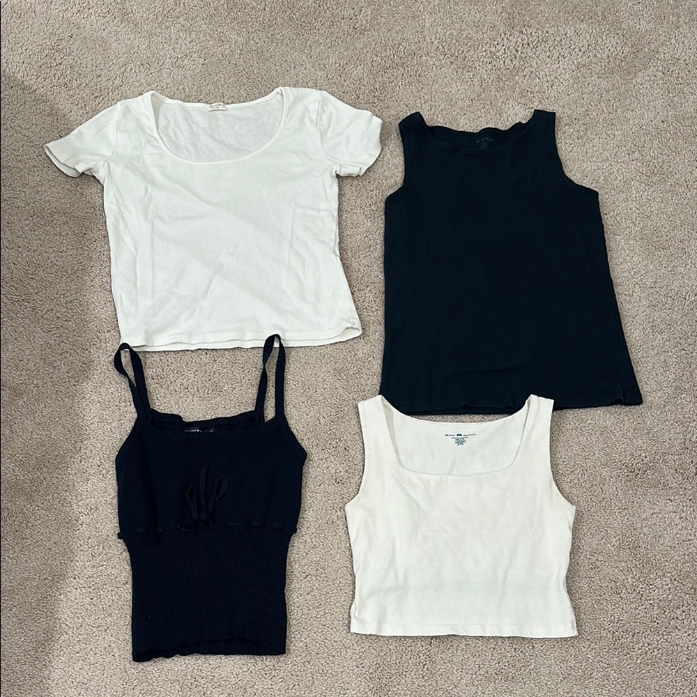 Brandy Melville Navy and White Tank Tops Set